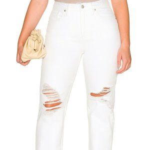 NWT Good American Good '90s Duster Straight‎ Leg White Jeans, Size 10/30